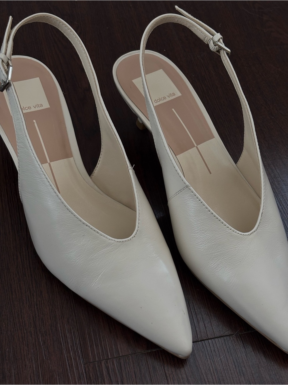 Dolce Vita Cream Pointed Slingback Kitten Heels — NWTs - Picture 2 of 11
